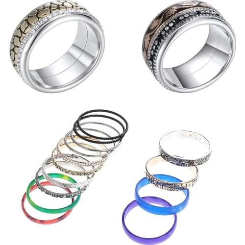 Legenstar New Stainless Steel Ring Set Women Bijoux Homme Interchangeable Stereoscopic Retro Opening Adjustable Bague Acier