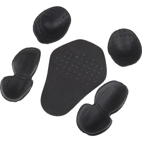 5Pcs Motorcycle Removable Shoulder Elbow Pads Back Guards Safety Protective Gear Set Fit for Cycling Skating, Black