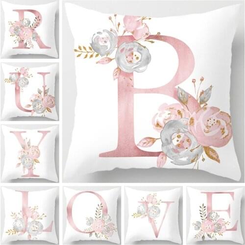 Customized Pink Letter Decoration Cushion Cover 45cmx45cm Peach Skin Wedding Party Decoration Pillow Sofa Bed Pillowcase