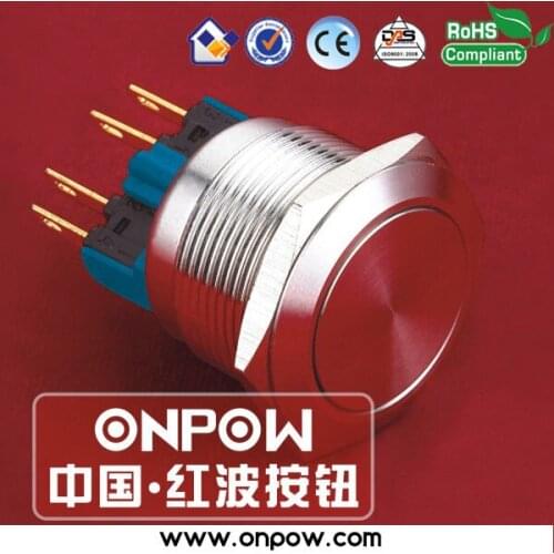 ONPOW 22mm stainless steel latching pushbutton switch anti-vandal GQ22-11Z/S