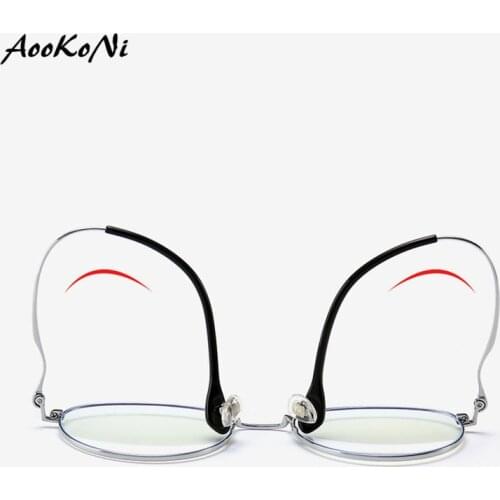 Titanium Alloy Glasses Frame Men Ultralight Women Vintage Round Prescription Eyeglasses Retro Optical Frame Screwless Eyewear
