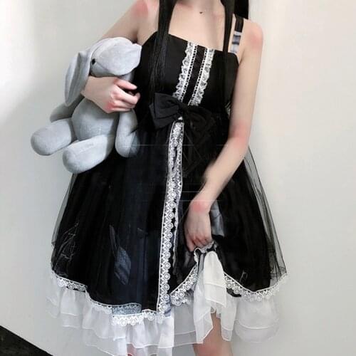 Japanese Style 2020 JSK Lolita Gothic Dress Girl Sleeveless Princess Tea Party Mini Dress Kawaii Loli cos Clothing Vestidos