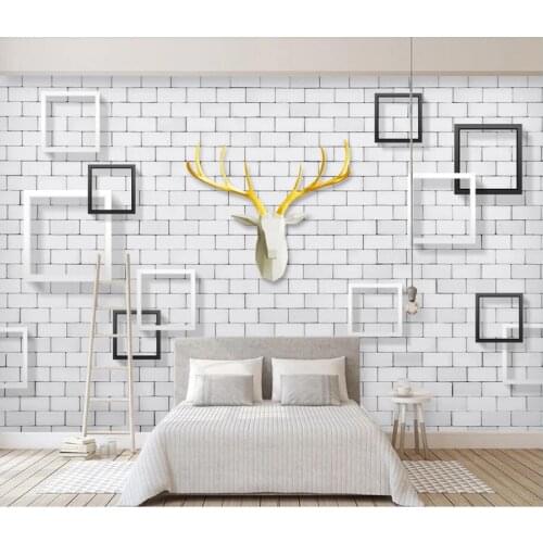 Custom photo 3d wallpaper Geometric deer head elk brick background home decor living room 3d wall murals wallpaper for walls 3 d