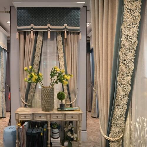 Simple light luxury atmosphere stitching curtain living room study villa high window balcony French window custom curtain