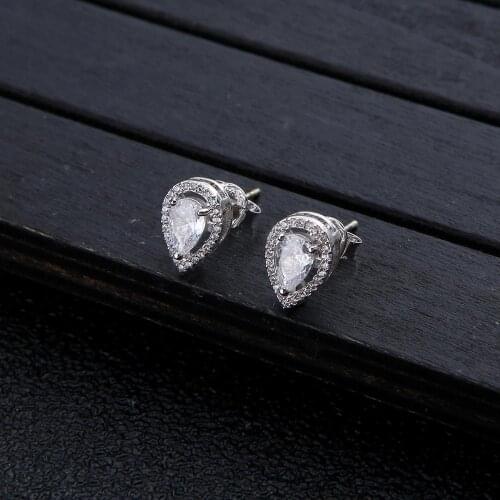 Luxury Clear white water drop/Square Shape AAA Full Cubic Zirconia Stud Earrings For Party Bridal Engagement Earrings Jewelry