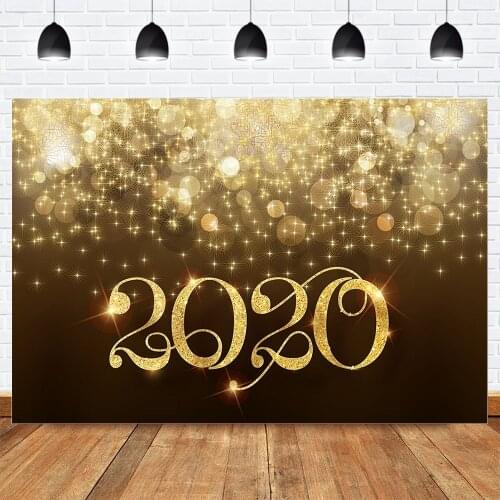 Christmas Happy New Year Photography Backdrop for 2020 Golden Glitter Bokeh Portrait Background Welcome 2020 Backdrops Photocall
