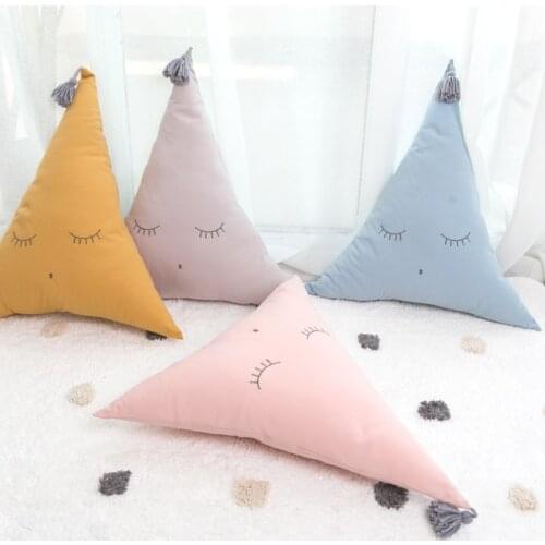 Nordic Baby Pillow Cotton Smile Triangle Newborn Appease Pillow Children Room Decor Baby Photography Props Kids Cushion Bedding