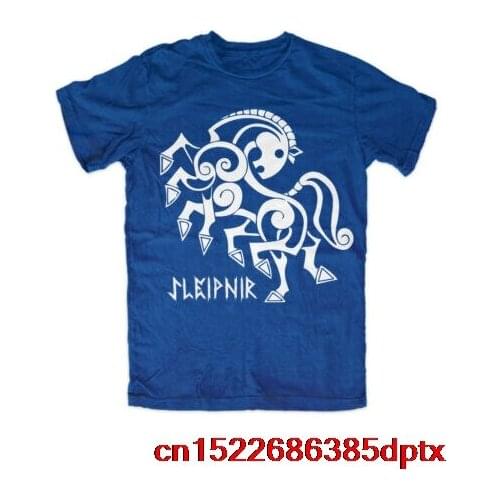 Sleipnir T-Shirt BLAU Viking Germanen,Thor Mjolnir,Wikinger,vegvisir,Odin