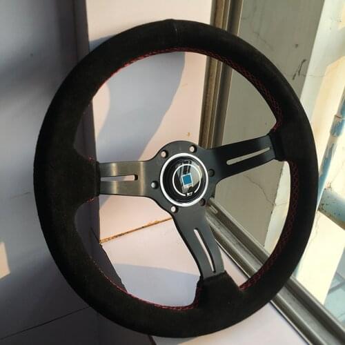 Spceddy MCX Car Drift Sports Steering Wheel 13inch 330mm Universal Suede Leather Racing Steering Wheel Sport Black MC20S0324145