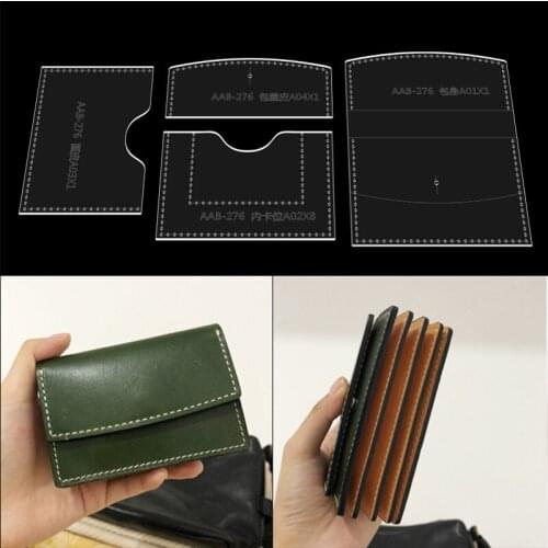 Bank Card Bag Making Stencil, ID Card Storage Bag Kraft Paper Template,Transparent Acylic Pattern, DIY Leather Handmade Supplies