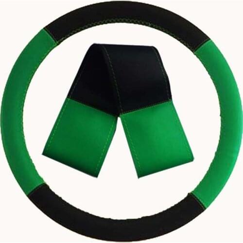 Top Layer Leather Car Styling Steering Wheel Cover Racing Steering-wheel Car-covers 38CM pink green beige wine red orange gray