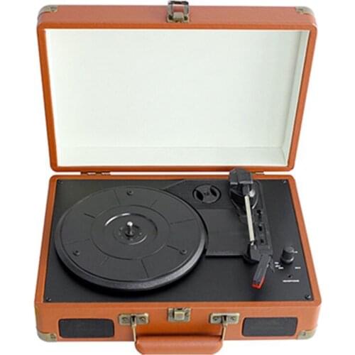 Vintage Phonograph Portable Suitcase Record Player Belt Drive Turntable with 3 Speeds Aux Input RCA Output Headphone Jack