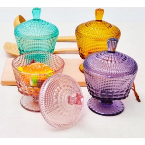 Stained Glass Candy Jar European-style Retro Dried Fruit Storage Jar Tall Jewelry Storage Box Home Decoration Ornaments Festive