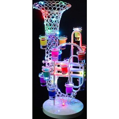 TOP quality Luminous Light Up LED Saxophone wine Cup stand holder for Birthday Party Night Bar club supply