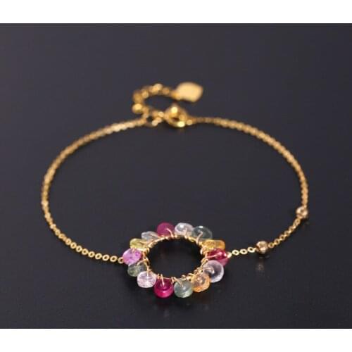 DAIMI Faceted Sapphire Bracelet Female Genuine Yellow 18k Gold Color Treasure Diy Designer Jewelry