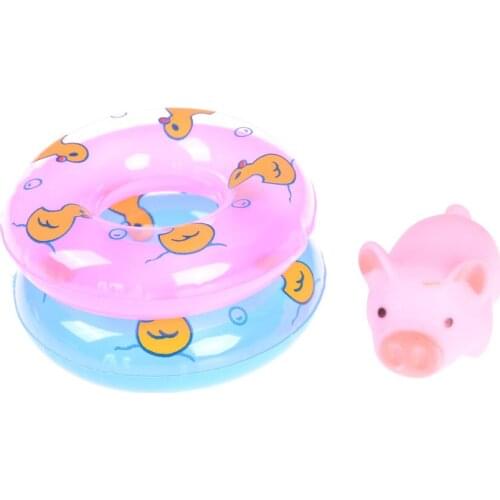 1/3pcs Animals Swimming Water Buoy Lifebelt Ring Soft Floating Rubber Pigs Squeeze Sound Squeaky Bathing Toy For Baby Bath Toys