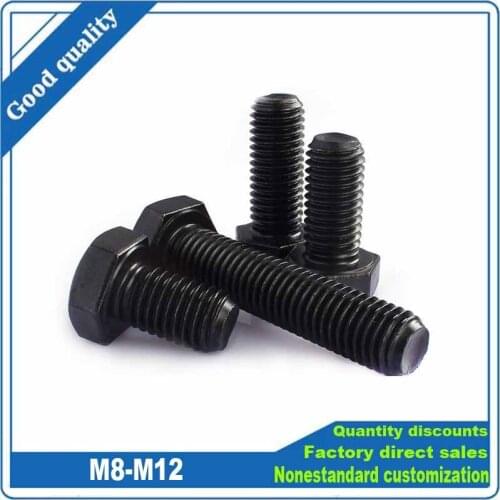 GB5783 DIN933 Black 304 Stainless Steel External Hex Outside Hexagonal Head Cap Screws Bolts M8 M10 M12 Thread Length 6-100mm