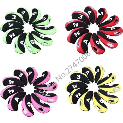 Free Shipping 10pcs per set Neoprene Transparent Window Golf Club Iron Head Covers golf iron Covers 8 colors for option