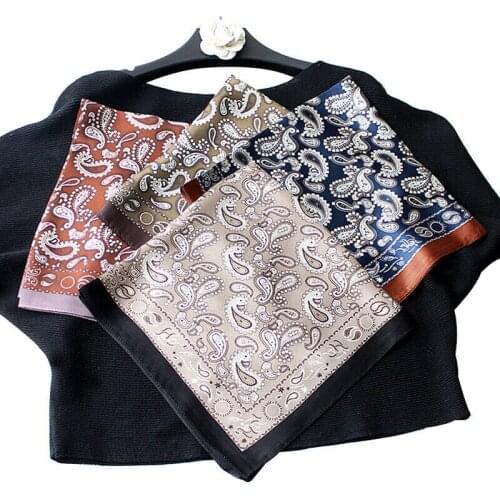 100% Silk Scarf Women Fashion Boho Bohemian Tribal Style Paisley Print Kerchief Bandana Neck Hairband Turban 53*53cm