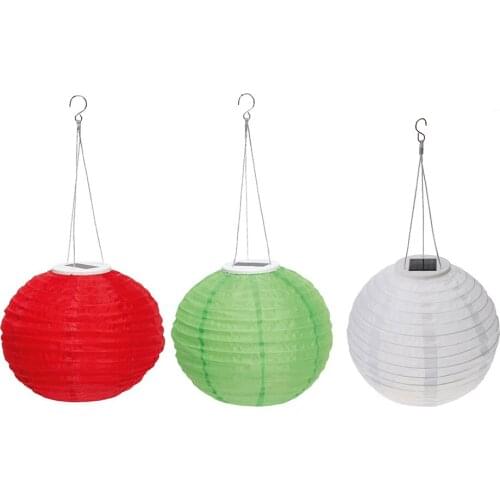 12 inch Colorful LED Round Solar Lantern Lamp Pendant Waterproof Holiday Solar Lantern Light Supplies Gift Craft Outdoor Decor