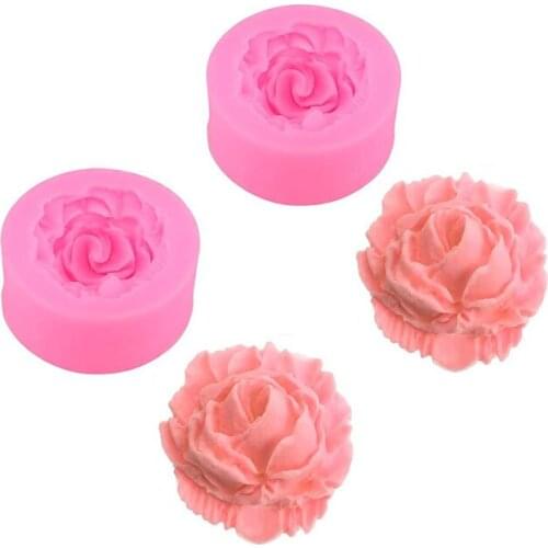 2Pcs 3D Rose Flower Fondant Mold Flower Bloom Rose Shape Silicone Mold Resin Rose Candle Mold for Cake Decoration Chocolate Hand