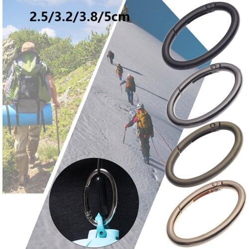 2Pcs 25/32/38/50mm Gate Spring Oval Ring Buckles Clips Silver Black Bronze Gold Push Trigger Snap Hooks Carabiners Outdoor DIY