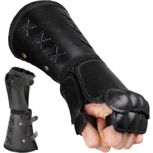 Cosplay Accessories Medieval Vintage Gladiator Leather Armor Gothic Reverse ClamshellGothic Strap Buckle Leather Gloves