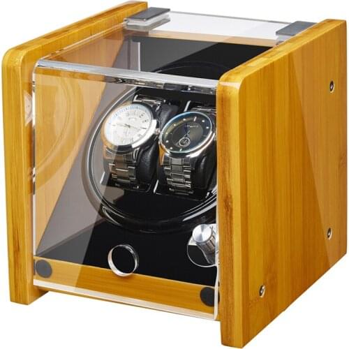 BONLAVIE AAA Automatic Watch Winder Bamboo Wood Watch Box with Quiet Mabuchi Motor Black PU Leather Ultra-quiet Japanese Motor