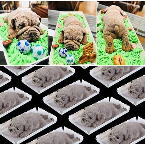 White 3D Shar Pei Mousse Mold Dirty Dog Ice Cream Chocolate Net Red Silicone Mould Sugarcraft Fondant Baking Mould Tool