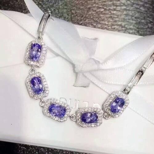 Natural blue tanzanite stone Bracelet Natural gemstone bracelet 925 sterling silver fashion Elegant Square women party jewelry