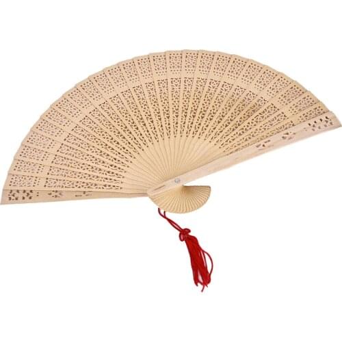 Ladies Sandalwood Hand Held Foldable Fan Wooden Outdoor Wedding Party Favors