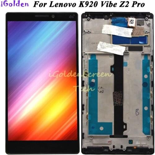 For 6.0" Lenovo Vibe Z2 Pro K920 LCD Display Touch Screen Digitizer Assembly With Frame For Lenovo K920 Display Replacement