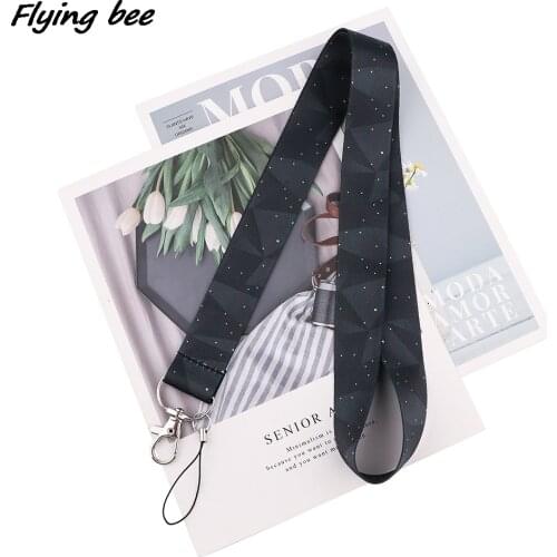 Flyingbee Night Sky Stars Rhombus Lanyard Card Holder Student Hanging Neck Phone Lanyard Badge Subway Access Card Holder X1868