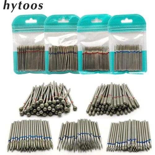 HYTOOS 50Pcs Diamond Nail Drill Bit 3/32" Electric Nail Drill Accessories Rotary Cuticle Clean Burr Manicure Cutter Nail Mills
