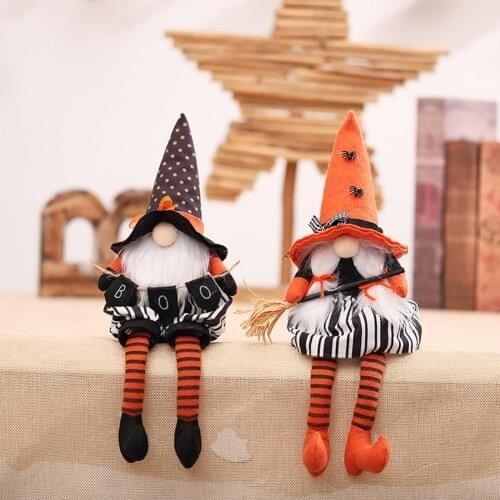 Halloween Gnome Plush Decoration Faceless Long-legged Doll Handmade Cotton Elf Figurines Ornaments For Holiday Home Decoration