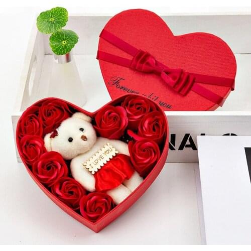 Valentines Day 10 soap flower gift box rose flower box bear bouquet holiday gift decoration DIY decoration birthday gift