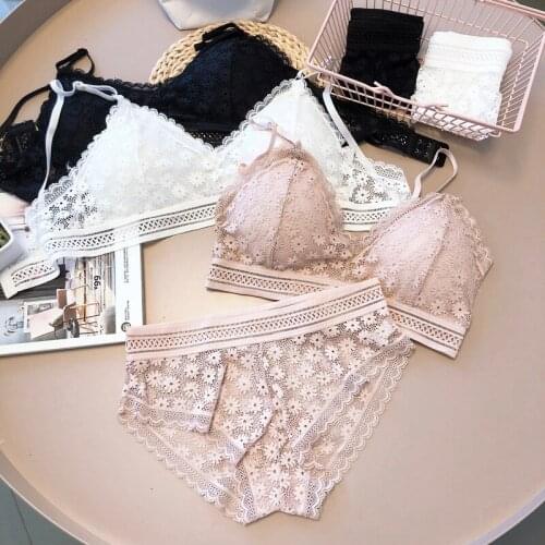 Sexy Wireless Lace Bra Underwear Lingerie Set Womens Underwear Set Lace Bra With Pad Ladies Underpants Kit #20