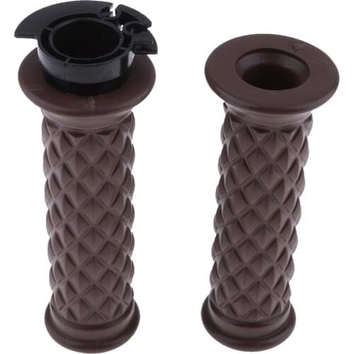 Brown Cafe Racer Motorcycle Handlebar Grips 7/8' 22mm Diamond Custom