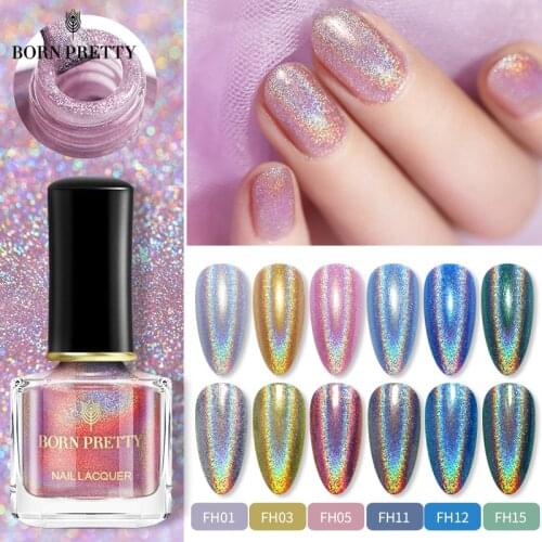 BORN PRETTY Laser Nail Polish 7ml Holographics Nails Varnish Shining Glittering Nail Art Varnish Polish for Manicuring Nagellack