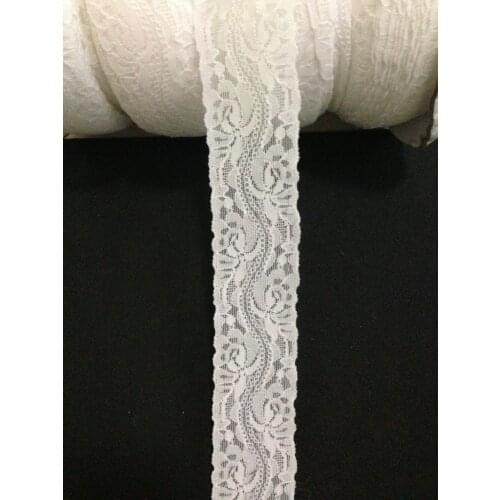 Hot selling 4cm width 40meters /lot ivory Elastic Stretch Lace trim ribbon DIY headband garter sewing zakka lace