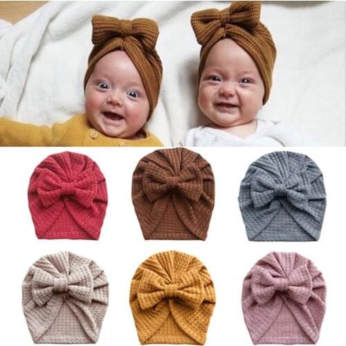 Lovely Bow Baby Hat Soft Baby Girl Turban Hats Spring Infant Toddler Newborn Baby Bonnet Headwraps Kids Cap Beanies Baotou Caps