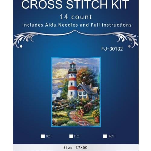 ONEROOM Lighthouse Counted Cross Stitch 14CT Cross Stitch Sets cartoon Cross-stitch Kits Embroidery Needlework
