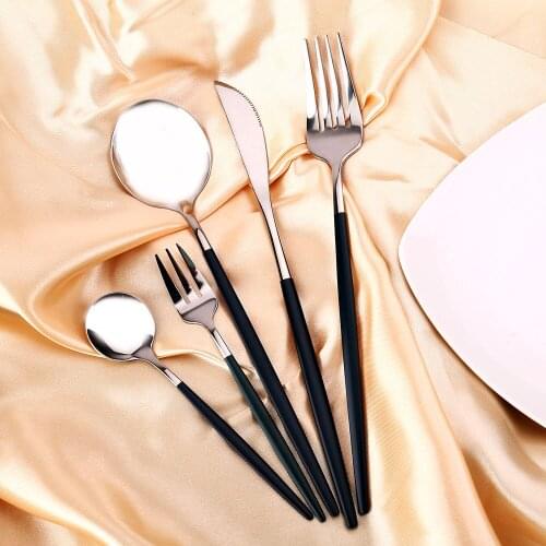 4-5-24-30/Pcs Sets Kitchen Dinnerware Utensils Cutlery Lunch Dishes Complete Dinner Knife Fork Spoons Tableware Stainless Steel