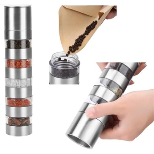 Stainless Pepper Grinder Set Handheld Spice Salt Mill Grinder Ceramic Grinding Core Manual Adjustable Grinding Tools Barbecue