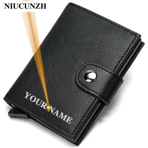 NIUCUNZH Men’s business card holder anti rfid card holder leather Wallet for card designer wallet minimalist Case for cards