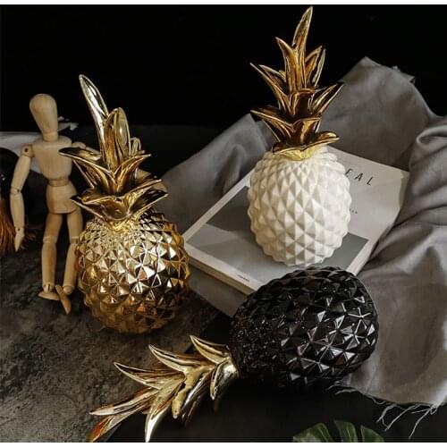 Nordic Light Luxury Ceramic Pineapple Golden Creative Home Living Room Porch Model Room Soft Decoration Wedding Gift
