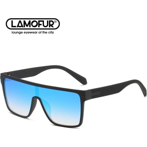 LAMOFUR 2021 New Rectanglar Sunglasses Men Women Fashion Square Male Sun Glasses Brand Design One-piece Lens Eyewear UV400 32090