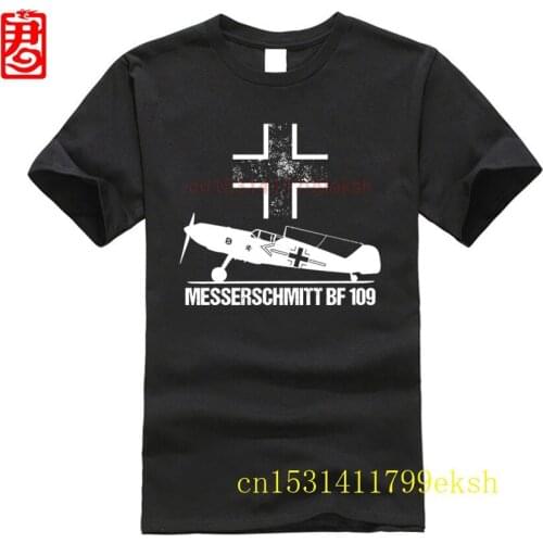 New Fashion Cool Casual T Shirts WW2 German Luftwaffe BF 109 Messerschmitt Aircraft Vintage Printed T-Shirts T Shirts