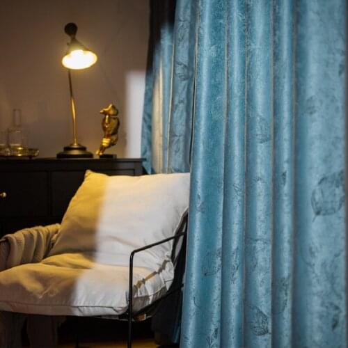 New Modern Simple Pastoral Style Curtain Leaf Jacquard Curtain Texture High Shading Finished Curtains for Living Room Bedroom