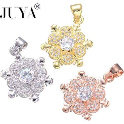 Luxury AAA Zircon Crystal Rhinestone Snowflake Charm Women Pendants For Jewelry Making Handmade DIY Jewelry Accessories